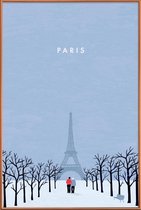 JUNIQE - Poster met kunststof lijst Parijs - retro -40x60 /Blauw