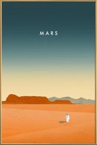 JUNIQE - Poster met kunststof lijst Mars - retro -60x90 /Oranje