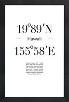 JUNIQE - Poster in houten lijst Hawaii -30x45 /Wit & Zwart