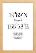 JUNIQE - Poster met houten lijst Hawaii -13x18 /Wit & Zwart