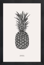 JUNIQE - Poster met houten lijst Pineapple -13x18 /Grijs & Ivoor