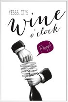 JUNIQE - Poster met kunststof lijst Wine o'clock -13x18 /Paars & Wit