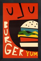 JUNIQE - Poster in houten lijst Yum Burger -30x45 /Geel & Oranje