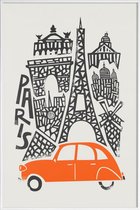 JUNIQE - Poster in kunststof lijst Paris Cityscape -30x45 /Rood &