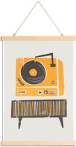 JUNIQE - Posterhanger Vinyl Junkie -30x45 /Grijs & Oranje