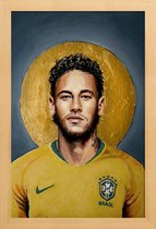 JUNIQE - Poster met houten lijst Football Icon -Neymar -40x60