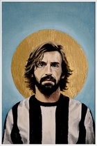 JUNIQE - Poster in kunststof lijst Football Icon - Andrea Pirlo -30x45