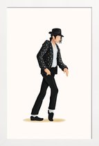 JUNIQE - Poster in houten lijst Moonwalk dans -20x30 /Wit & Zwart