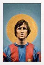 JUNIQE - Poster in houten lijst Football Icon - Johan Cruyff -30x45
