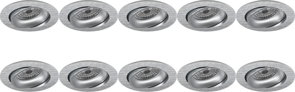 Spot Armatuur 10 Pack - Proma Delton Pro - GU10 Inbouwspot - Rond - Zilver - Aluminium - Kantelbaar - Ø82mm