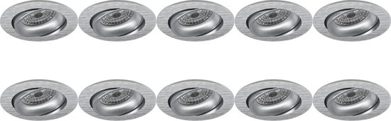Spot Armatuur 10 Pack - Proma Delton Pro - GU10 Inbouwspot - Rond - Zilver - Aluminium - Kantelbaar - Ø82mm