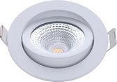 EcoDim - LED Spot - Inbouwspot - ED-10022 - 5W - Waterdicht IP54 - Dimbaar - Dim to Warm - Warm Wit 2000K-3000K - Mat Wit - Aluminium - Rond - Kantelbaar