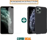 Fooniq Silicone Hoesje Zwart + Screenprotector - Geschikt Voor Apple iPhone 11 Pro Max