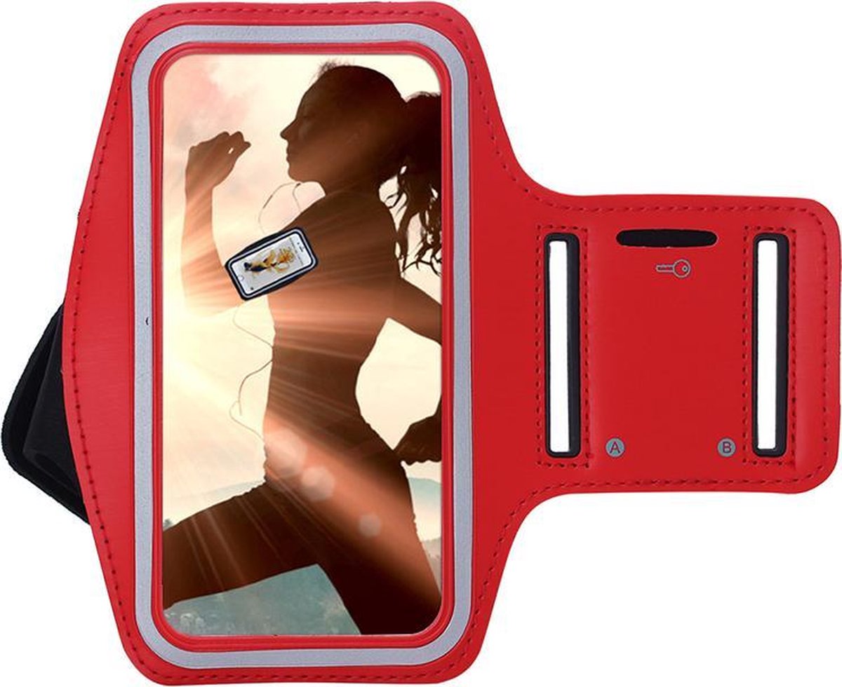 MoDo Hoesje Geschikt voor iPhone 12 Pro - Sportband Hoesje - Sport Armband Case Hardloopband Rood