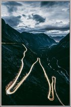 JUNIQE - Poster met kunststof lijst Trollstigen -20x30 /Grijs & Groen
