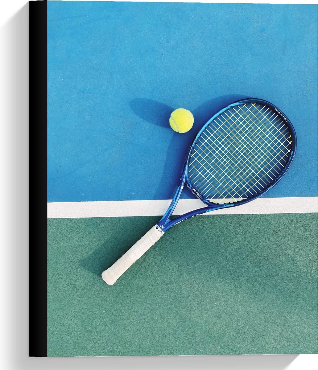 Canvas - Tennisracket met Tennisbal - 30x40cm Foto op Canvas Schilderij (Wanddecoratie op Canvas)