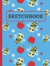 Sketchbook: Cute Apple and Bees Sketchbook for Kids
