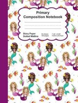 Primary Composition Notebook: Mermaids Design Pattern - Story Space Dotted Mid Line:: Softcover Book - Home School, Boy Girl Student Teacher, Classr