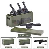 J21 - Russische wapenkist met 4x een PPSh - Custom printed - WW2 Bouwstenen - Lego fit - WW2 - Soldaten - Militair - Tank - Army - Bouwstenen - Wapens - Geweren - Brick - Tweede We