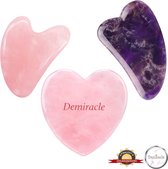 Demiracle® Gua Sha Love Bundel – 100% echte Rose Quartz en Amethist – Massagehulpmiddel – Gezichtsmassage – Massage – Ontspanning – Kwaliteit