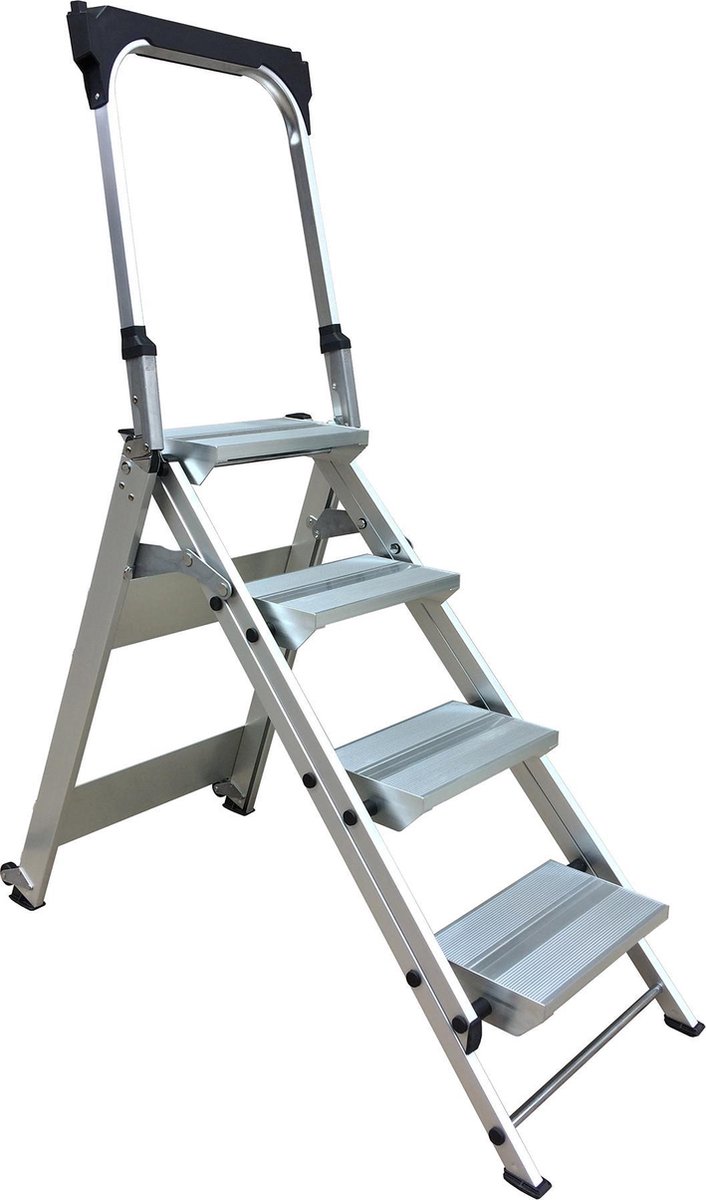 AL Ladder,Werkbordes 4 treden met beugel, Veiligheidsvouwtrap