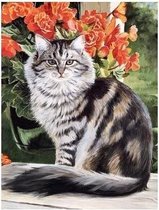 Artibalta Daimond Painting Kit Kat in Tuin 40x53 CM Vierkante Steentjes
