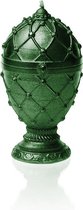 Groen metallic gelakte figuurkaars, design: Fabergé Ei Hoogte 9 cm (12 uur)