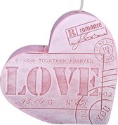 Roze LOVE letter hart kaars 135/135/40 (40 uur)