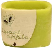 Groene appel geurende vierkante wax windlicht 95/130/130 (incl. 1 theelicht erin)