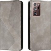 Voor Samsung Galaxy Note20 Ultra Skin Feel Magnetisch S-type Effen Kleur Horizontale Flip Lederen Case met Houder & Kaartsleuf & Portemonnee (Grijs)