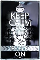 Keep Calm en Rock on Wandbord - 20 x 30 cm Reliëf