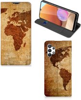 Wallet Bookcase Geschikt voor Samsung Galaxy A32 5G Enterprise Editie | Geschikt voor Samsung A32 4G Telefoonhoesje Wereldkaart
