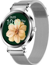 Belesy® CHIQUE - Smartwatch Dames - Horloge - 1.3 inch - Kleurenscherm - Stappenteller - Bloeddruk - Hartslag - 25 Wijzerplaten – Sporten - Staal – Zilver