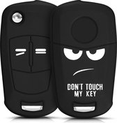 kwmobile autosleutel hoesje voor Opel Vauxhall 2-knops inklapbare autosleutel - Autosleutel behuizing in wit / zwart - Don't Touch My Key design