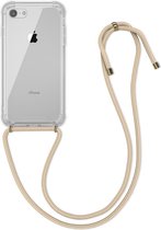 kwmobile telefoonhoesje compatibel met Apple iPhone SE (2022) / SE (2020) / 8 / 7 - Hoesje met koord - Back cover in transparant / goud