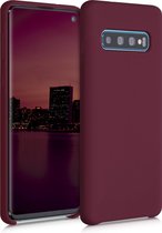 kwmobile telefoonhoesje voor Samsung Galaxy S10 - Hoesje met siliconen coating - Smartphone case in wijnrood