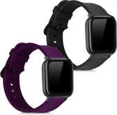 kwmobile 2x armband voor Huami Amazfit GTS / GTS 2 / GTS 2e / GTS 3 - Bandjes voor fitnesstracker in zwart / paars