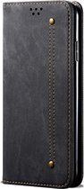 Xiaomi Mi 11 Ultra Hoesje - Mobigear - Denim Slim Serie - Kunstlederen Bookcase - Zwart - Hoesje Geschikt Voor Xiaomi Mi 11 Ultra