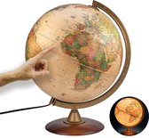 Interkart - Wereldbol met verlichting - Globe in antieke stijl - Wereldbol met houten voet (Duits)