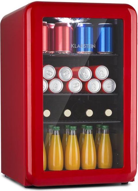 Klarstein PopLife drankenkoeler koelkast 70 liter - 0-10°C - 39 dB - dubbel verglaasde deur - rond retrodesign