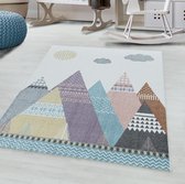 Tapis a poil ras chambre d'enfant Tapis pour enfants Montagnes nuage multicolore