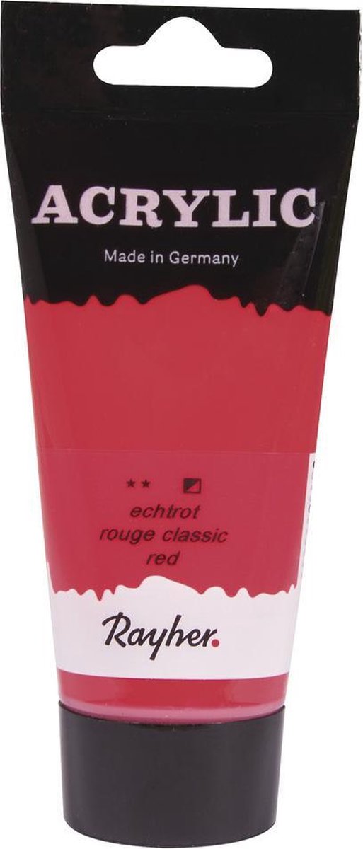 Rode acrylverf/hobbyverf op waterbasis 75 ml - Schilderen/knutselen - Voor kinderen en volwassenen