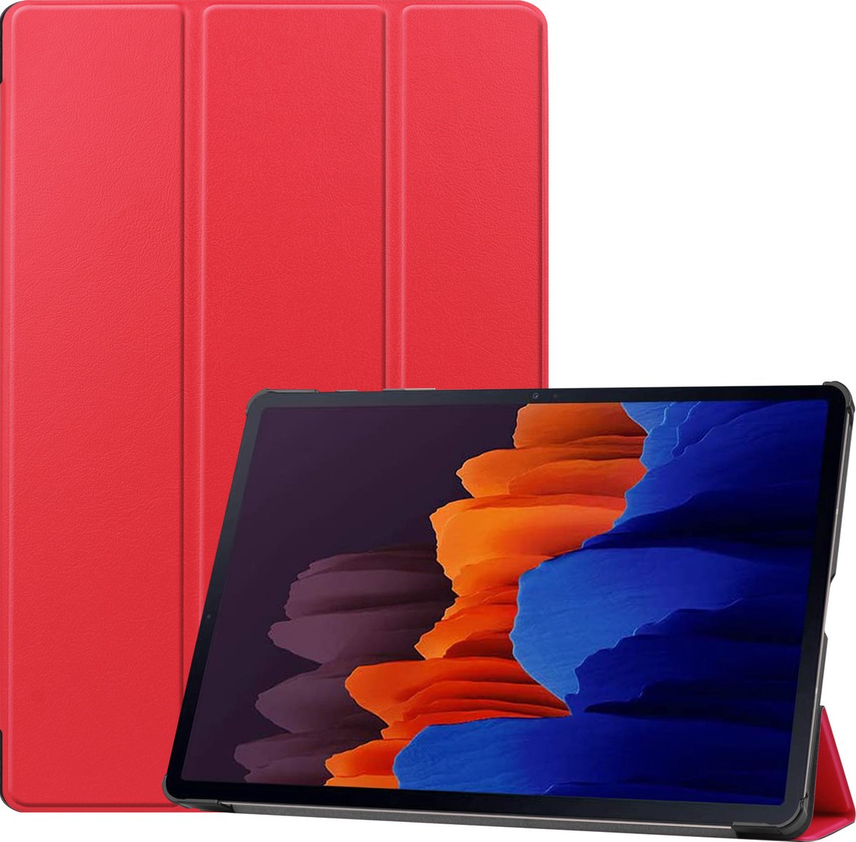 3-Vouw sleepcover hoes - Geschikt voor Samsung Galaxy Tab S7 Plus / Tab S8 Plus - Rood
