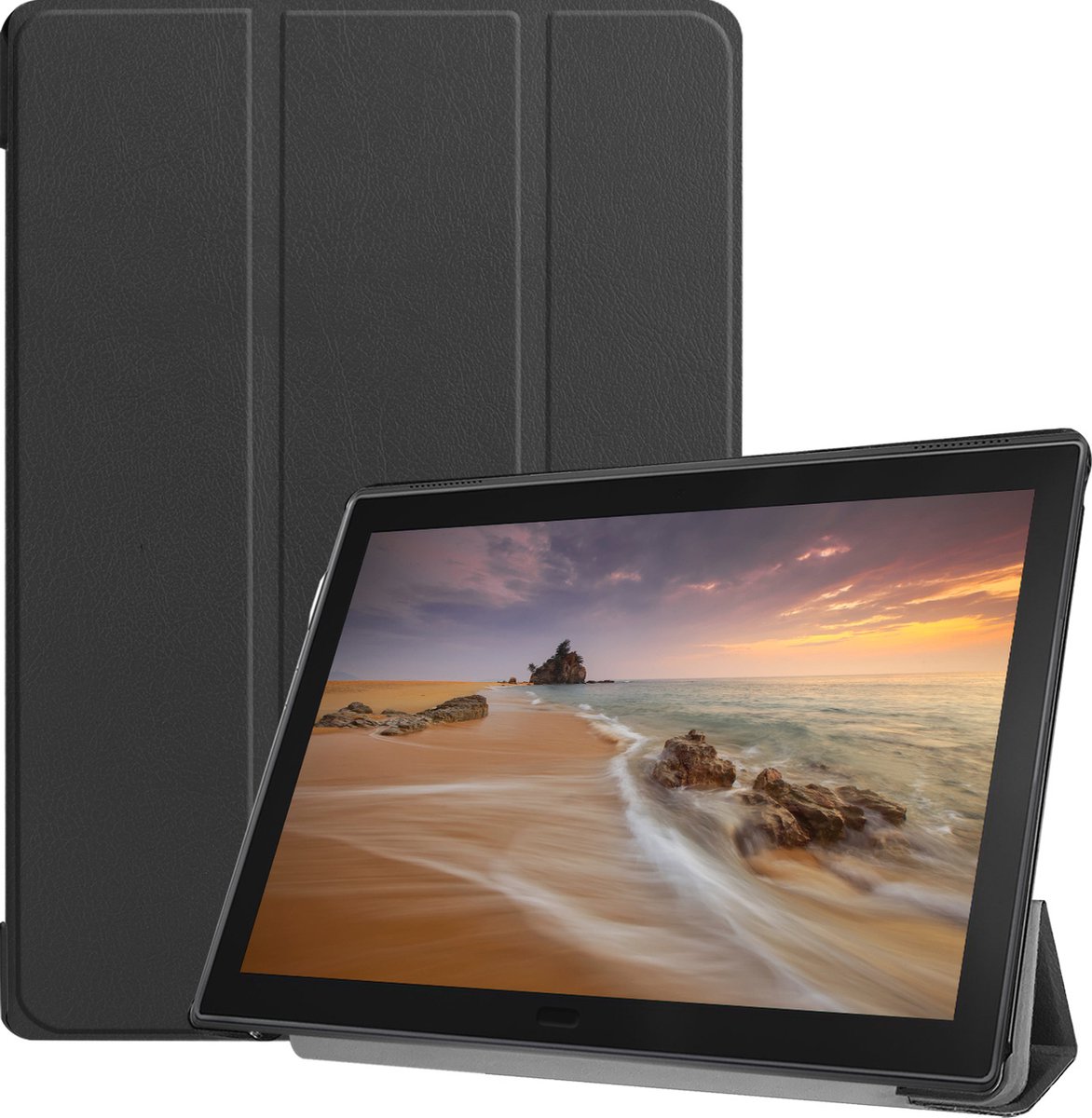 3-Vouw sleepcover hoes - Geschikt voor Lenovo Tab E10 - Zwart