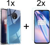 OnePlus 7T hoesje shock proof case transparant hoesjes cover hoes - 2x OnePlus 7T screenprotector