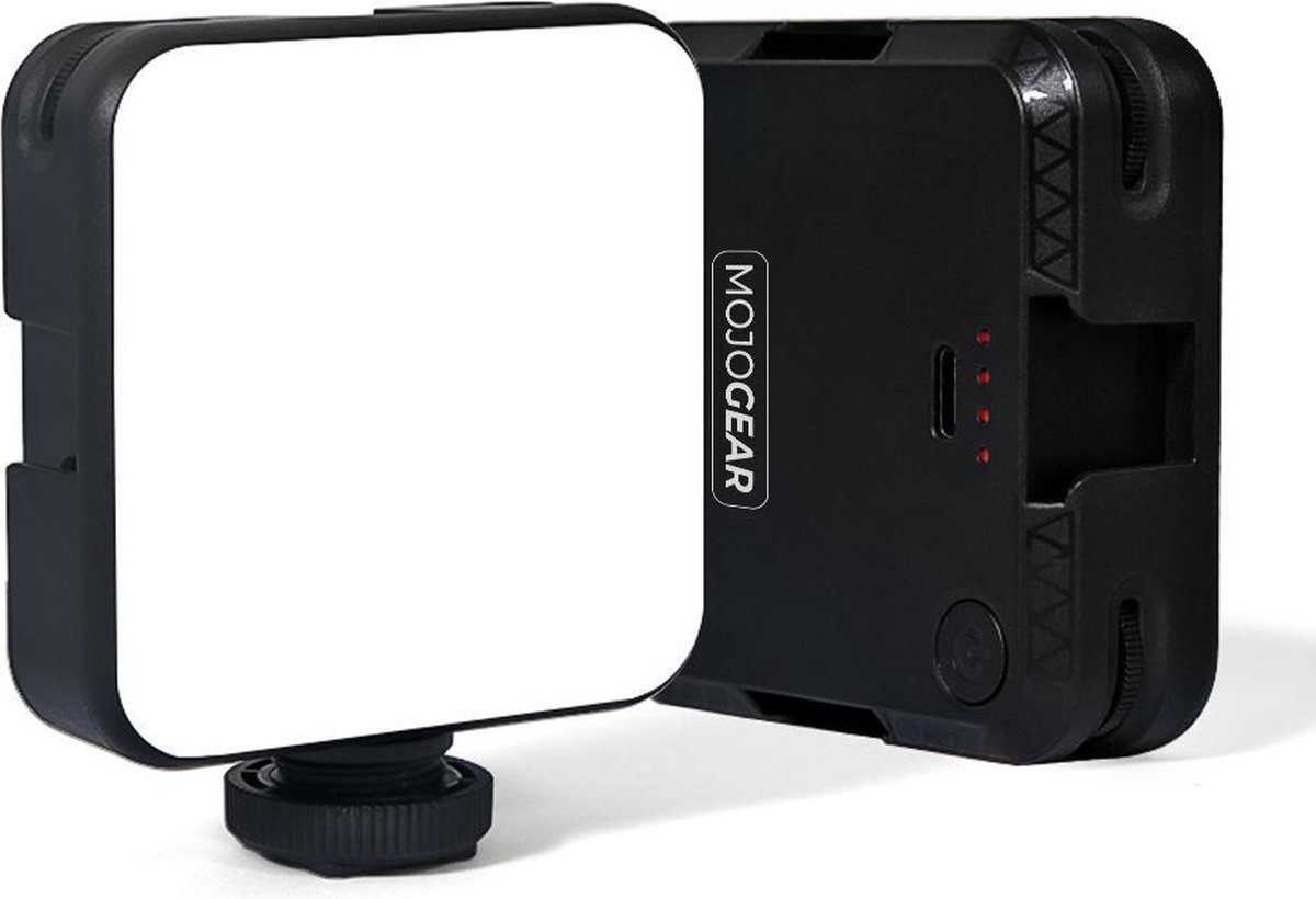 MOJOGEAR 64-LED Multi Color Mini videolamp - voor smartphone en camera - 2.000 mAh batterij - Cameralamp - Zwart
