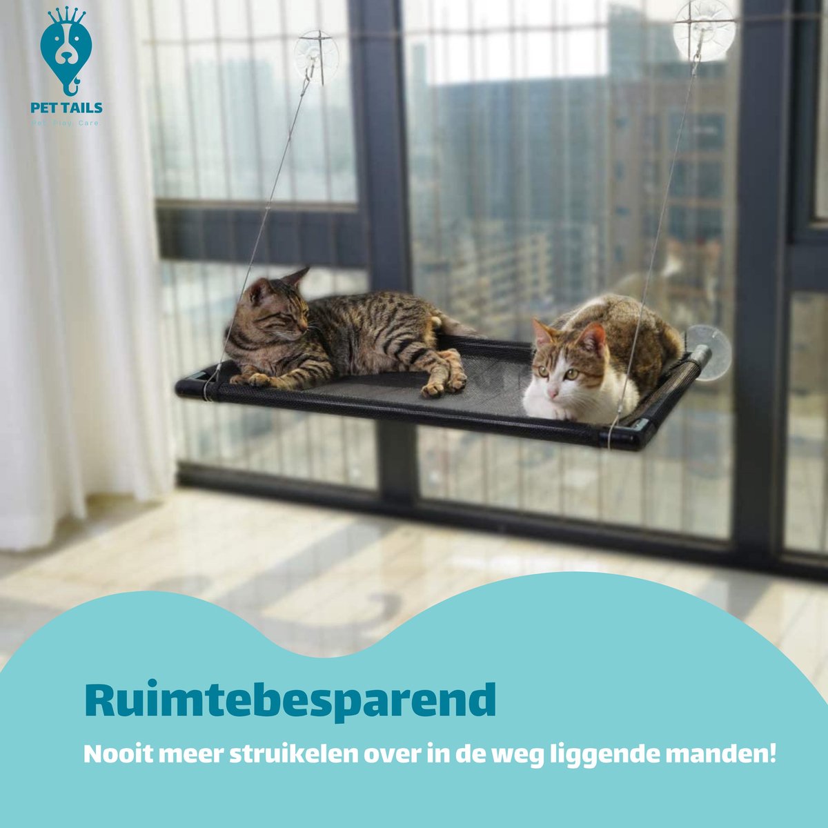 Grote hangmat voor katten aan het raam - Afneembare dikke hoes en stevige opvouwbare