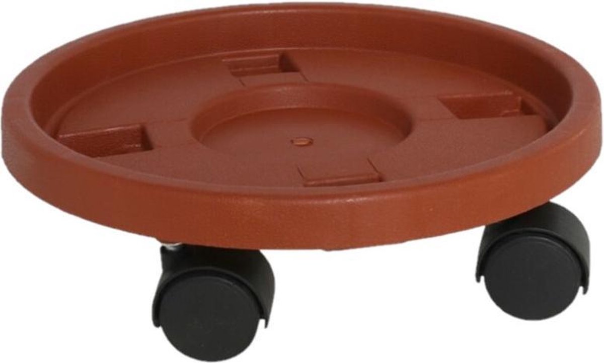Gerimport Planten trolley - multiroller - rond - bruin - 26 cm - trolley voor kamerplanten