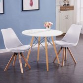 Gutos Eettafel met stoelen – eettafel set – stoelen set van 2 - woonkamer – stoelen – tafel – Eettafel – Ronde eettafel - rond - wit - hout
