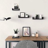 Made4Home® Set van 3 boekenplanken - U-vormige Wandplank - Zwart